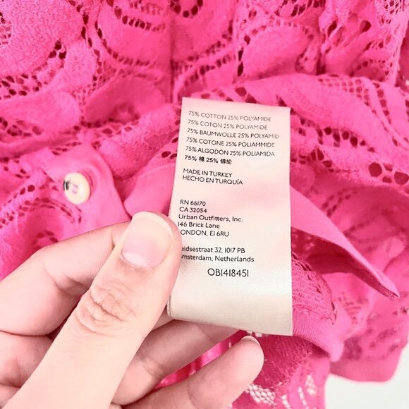 NWT Anthropologie Pink Lace Long Sleeve Top Size 10 - Picture 7 of 8